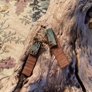 Handcrafted Wood / Leather Pierced Earrings